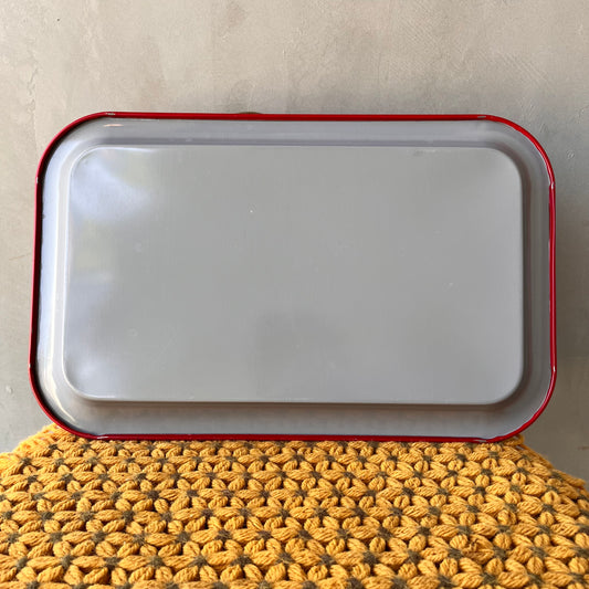 【1950s vintage】Red Floral Serving Tray
