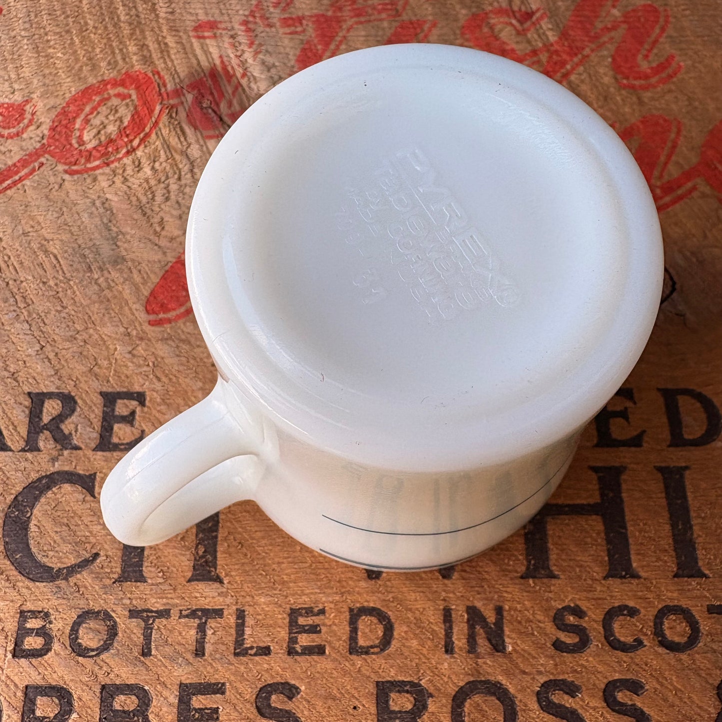 【1970s USA vintage】PYREX U.S. Military Milk Glass Mug