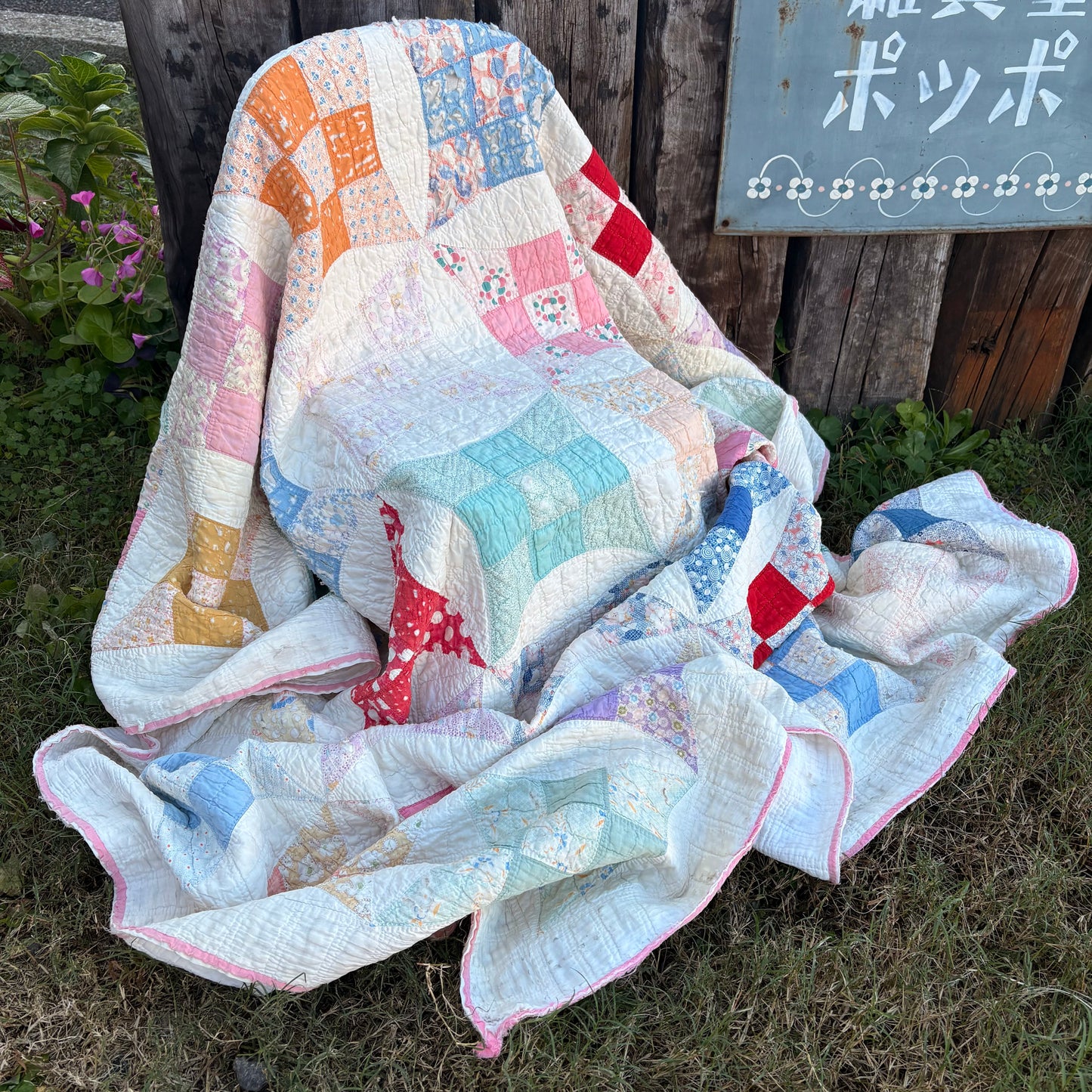 【USA vintage】feed sack antique quilt