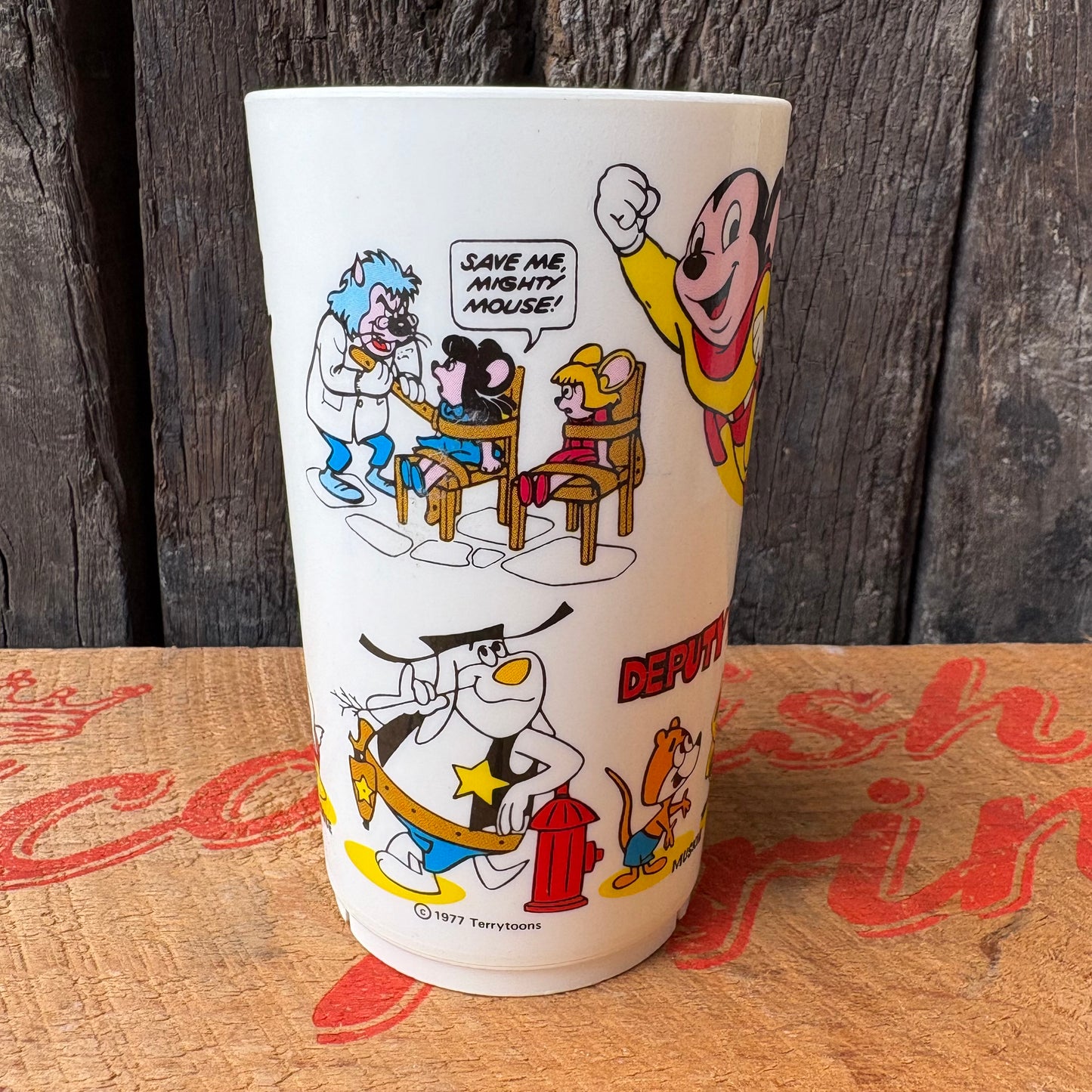 【1977 USA Vintage】DEKA Plastic Tumbler Cup MIGHTY MOUSE
