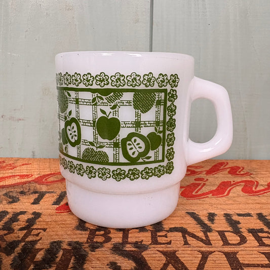 【1960-1976 USA vintage】Fire-King Apple on the mat Green Mug