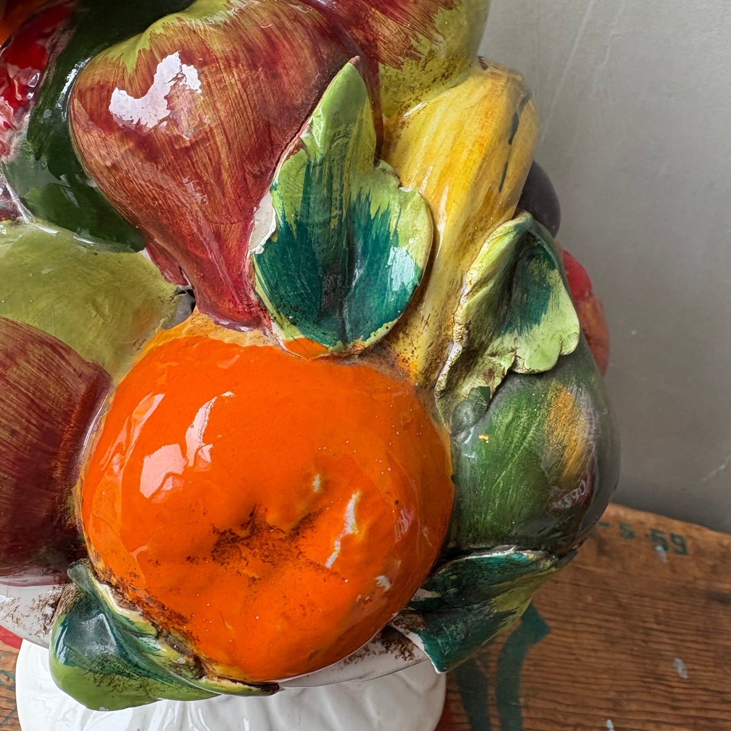 【Italy vintage】majolica fruits bowl