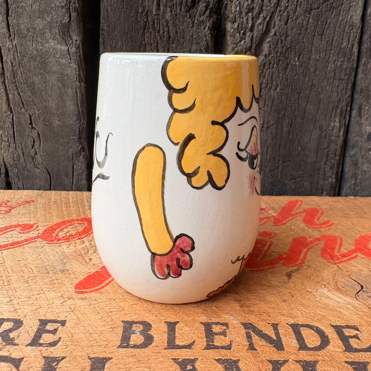 【1970s USA Vintage】 Hand-Painted Girl Character Mug