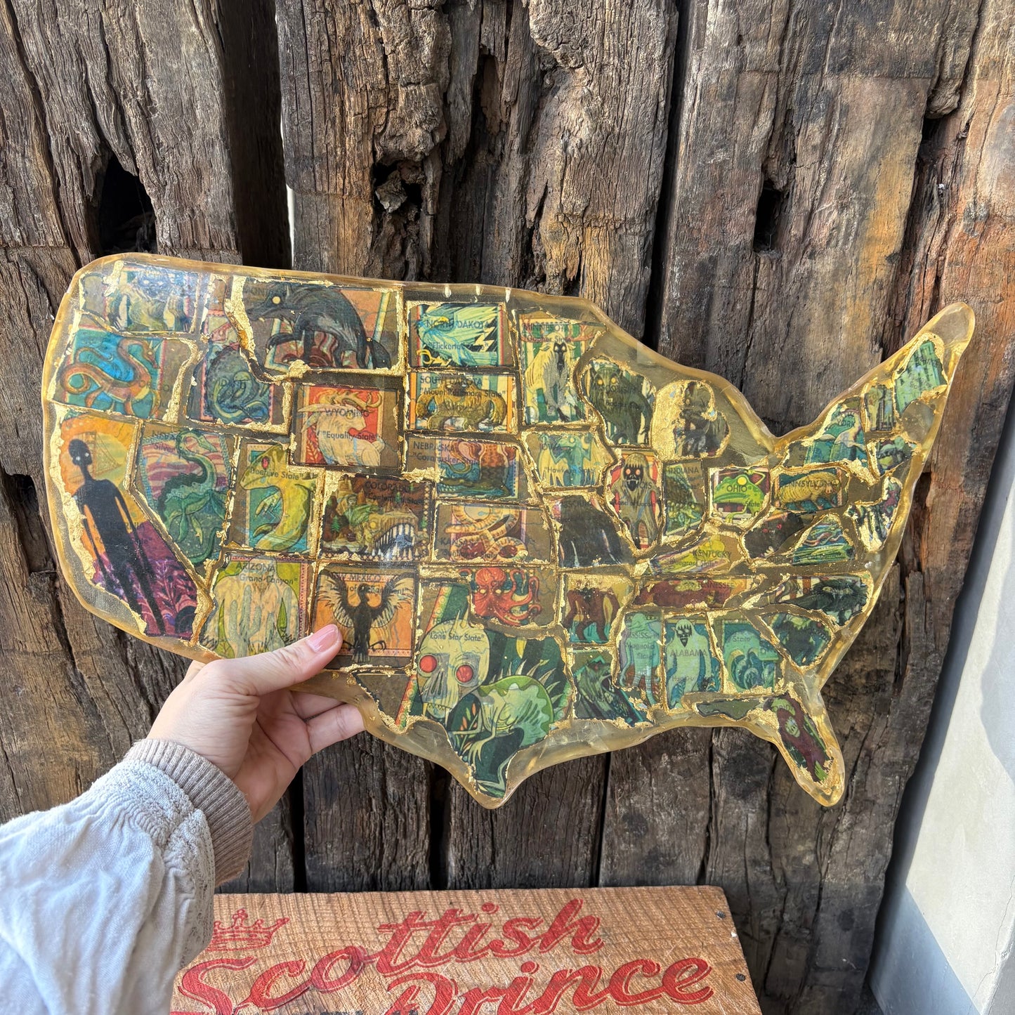 【1950s60s USA vintage】United States Map Art Object