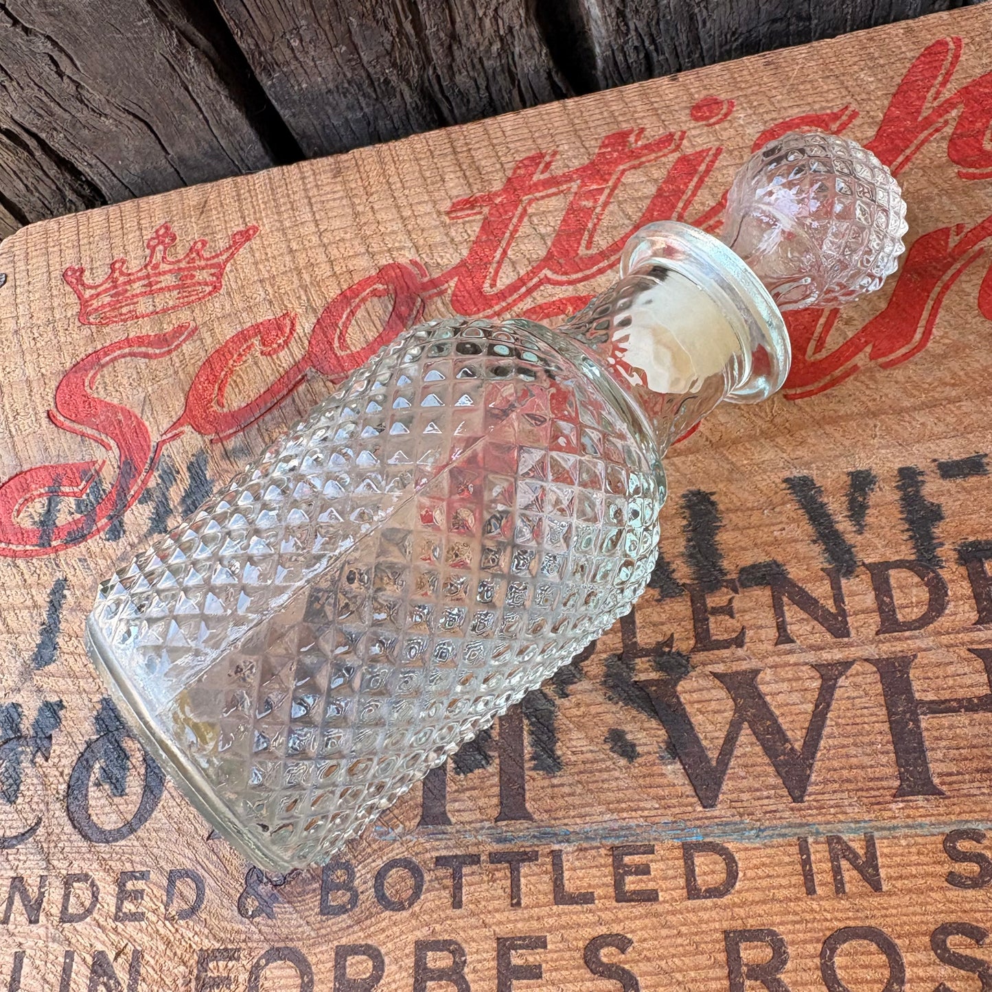 【1970s USA vintage】AVON Glass Bottle Diamond Cut Perfume Bottl