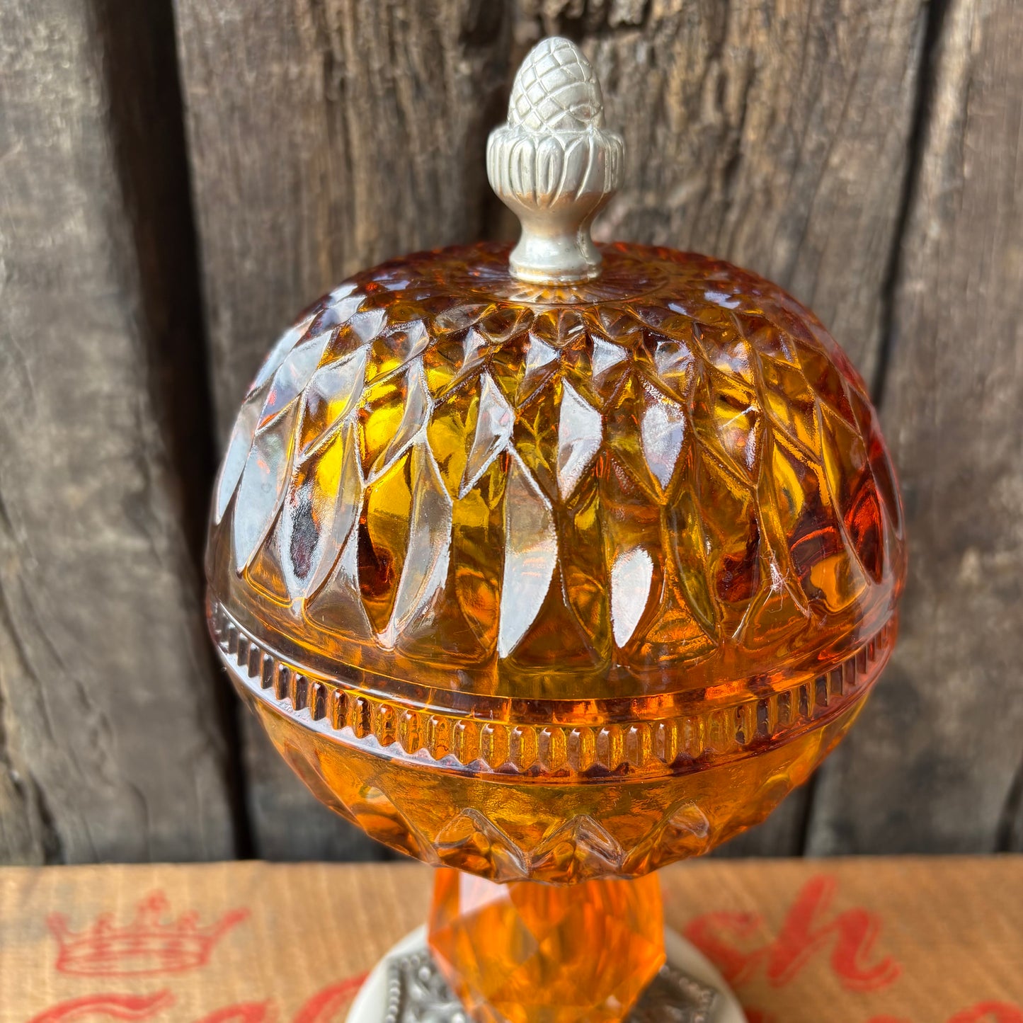 【USA Vintage】Amber Glass Candy Dish