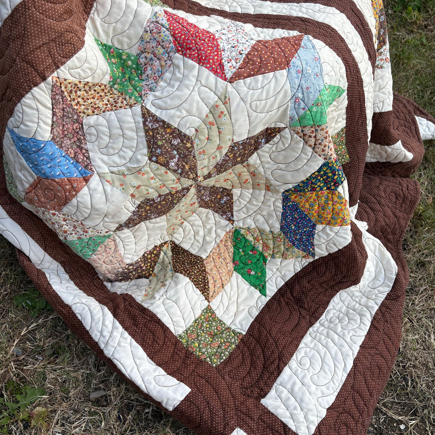 【USA vintage】feed sack antique quilt