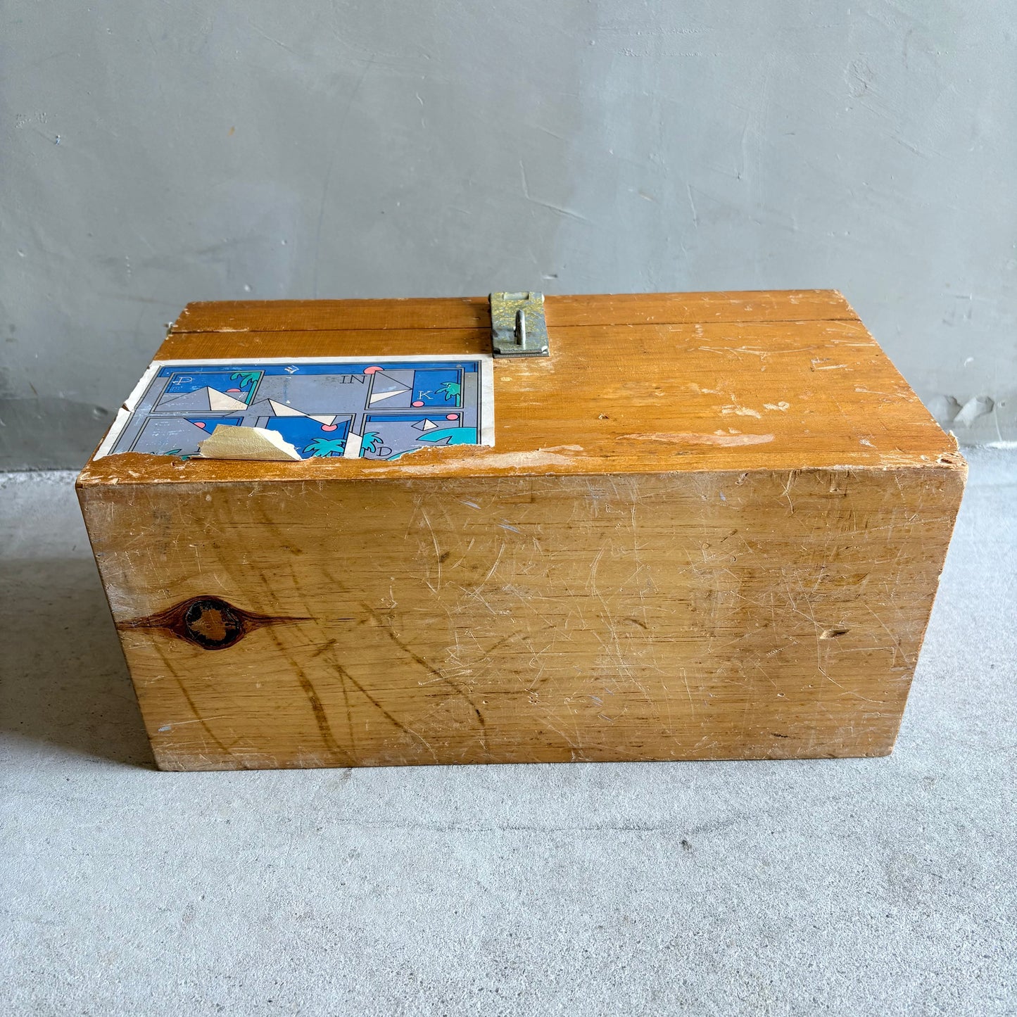 【1970s USA vintage】Handmade Baseball Sticker Wooden Box