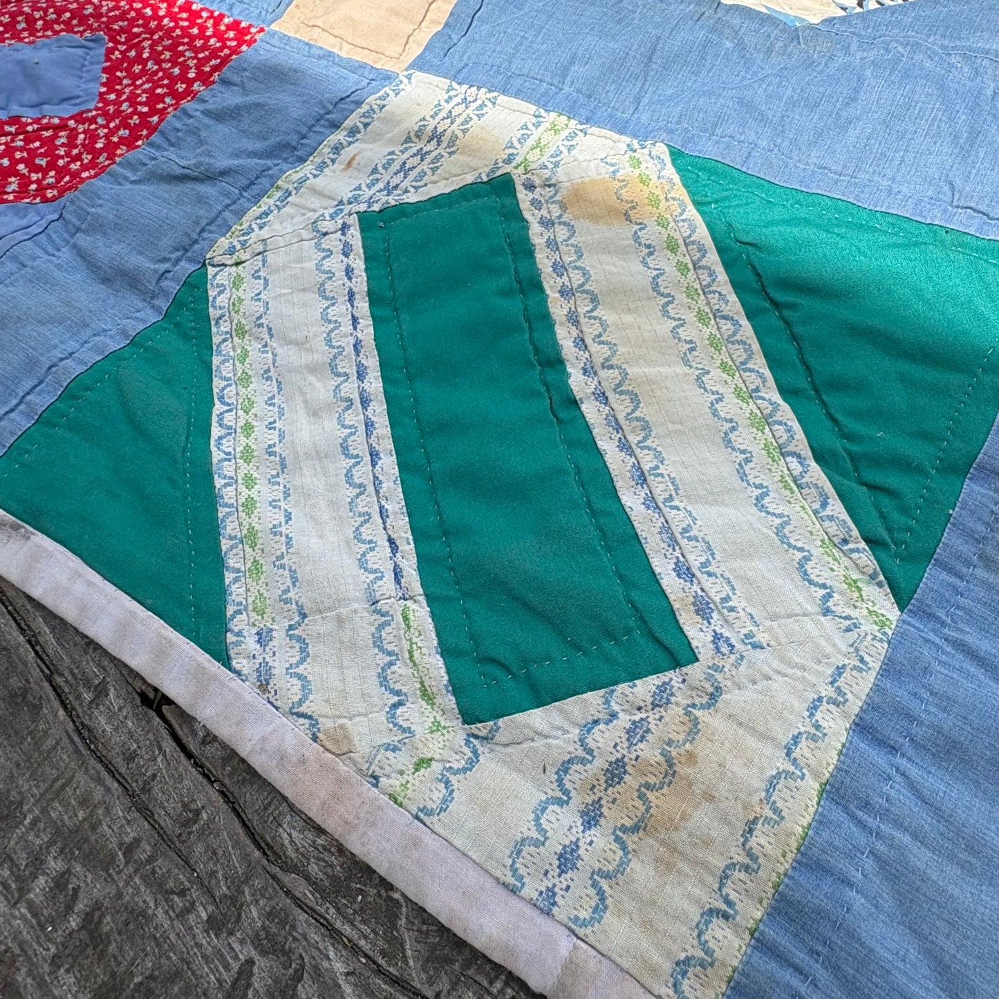 【USA Vintage】 Handmade Patchwork Quilt