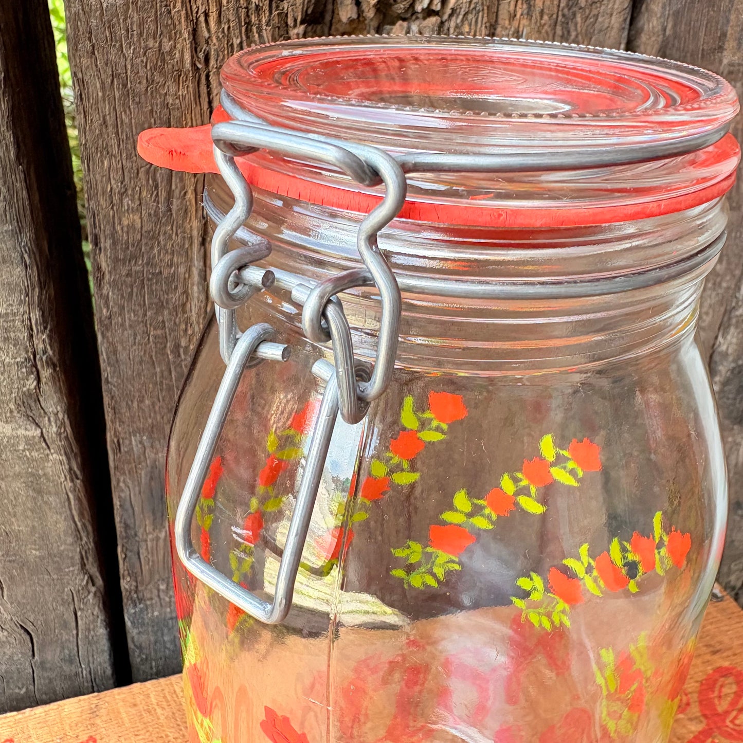 【1970s France vintage】ARC Rose Pattern Glass Canister