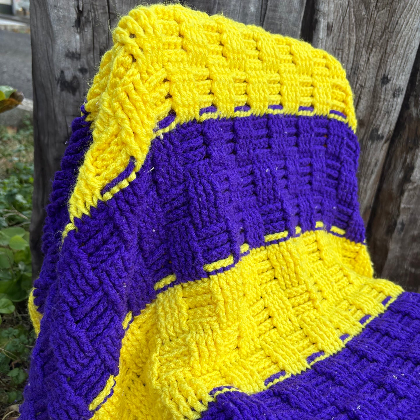 【USA vintage】granny blanket purple×yellow