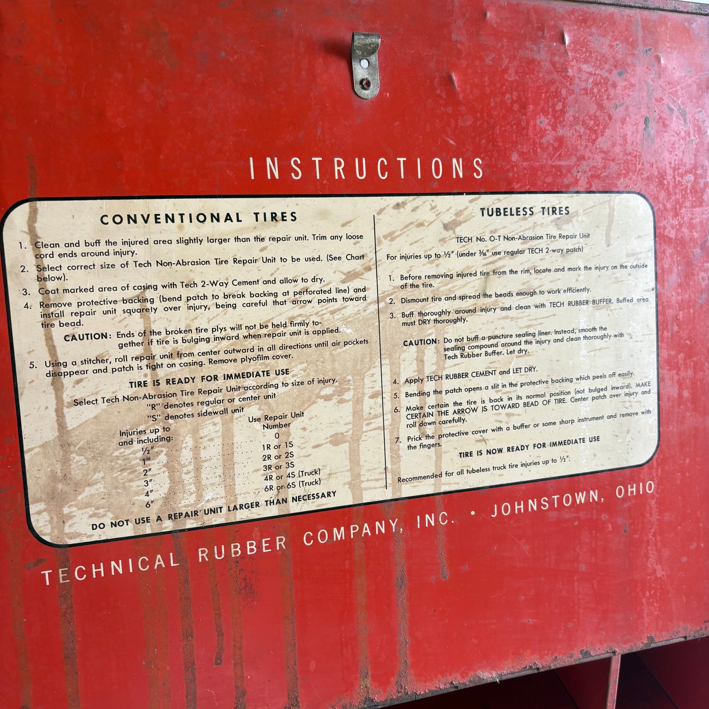 【1950s USA vintage】TECH Non-Abrasion Tire Repair Unit Cabinet