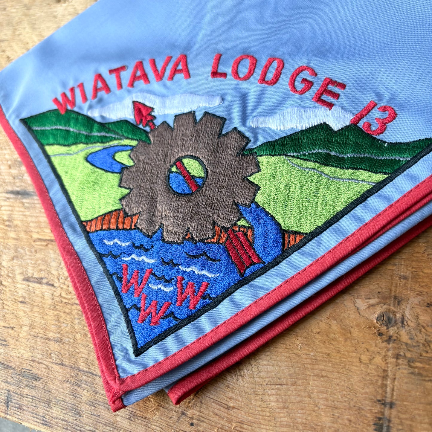 【1980s USA vintage】WIATAVA LODGE 13 Embroidered Scout Neckerchief bandanna