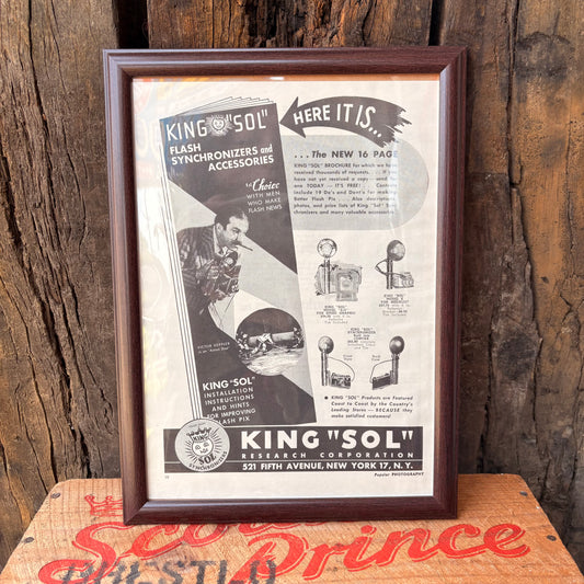 【USA Vintage】 PHOTOGRAPHY Magazine Framed Ads KING SOL