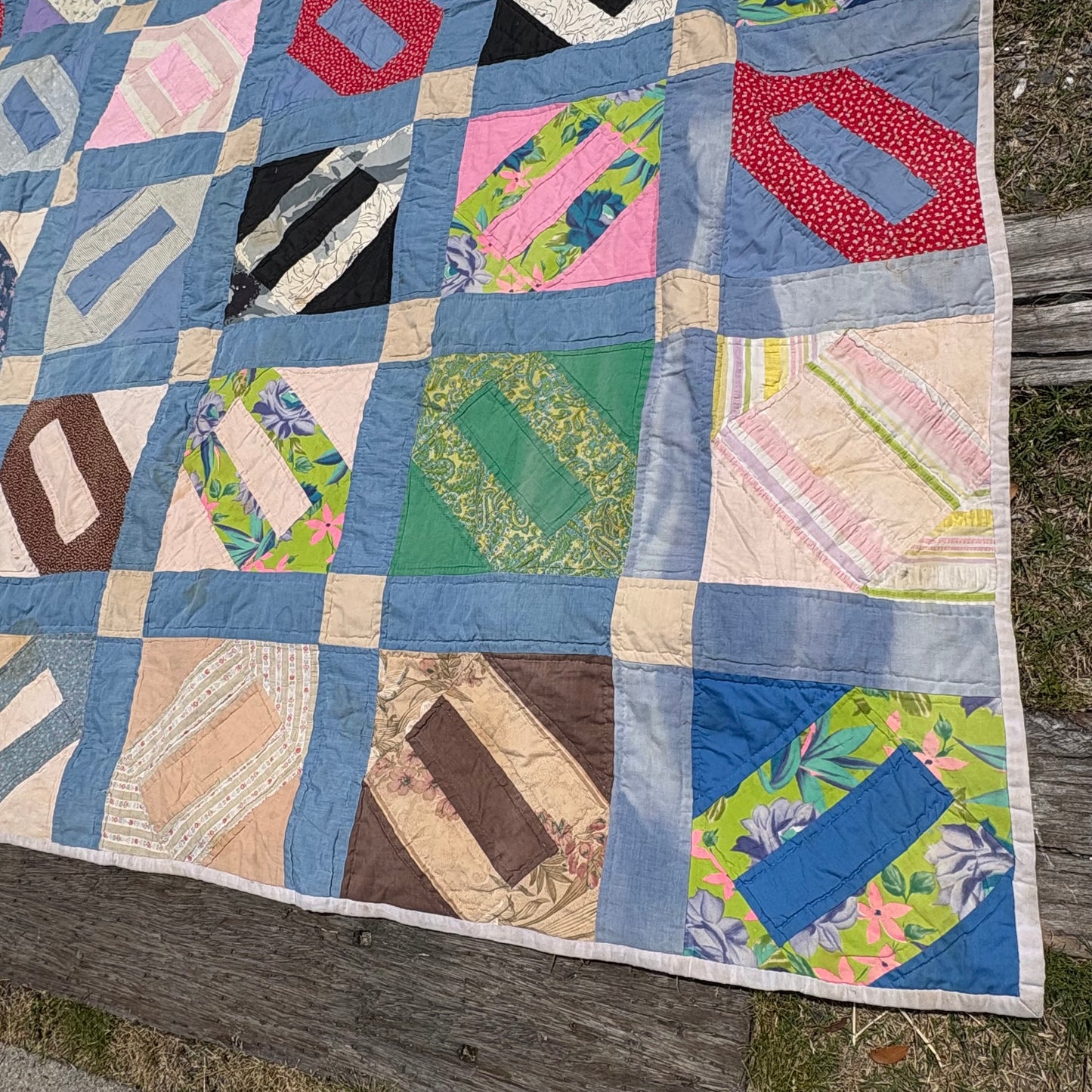 【USA Vintage】 Handmade Patchwork Quilt