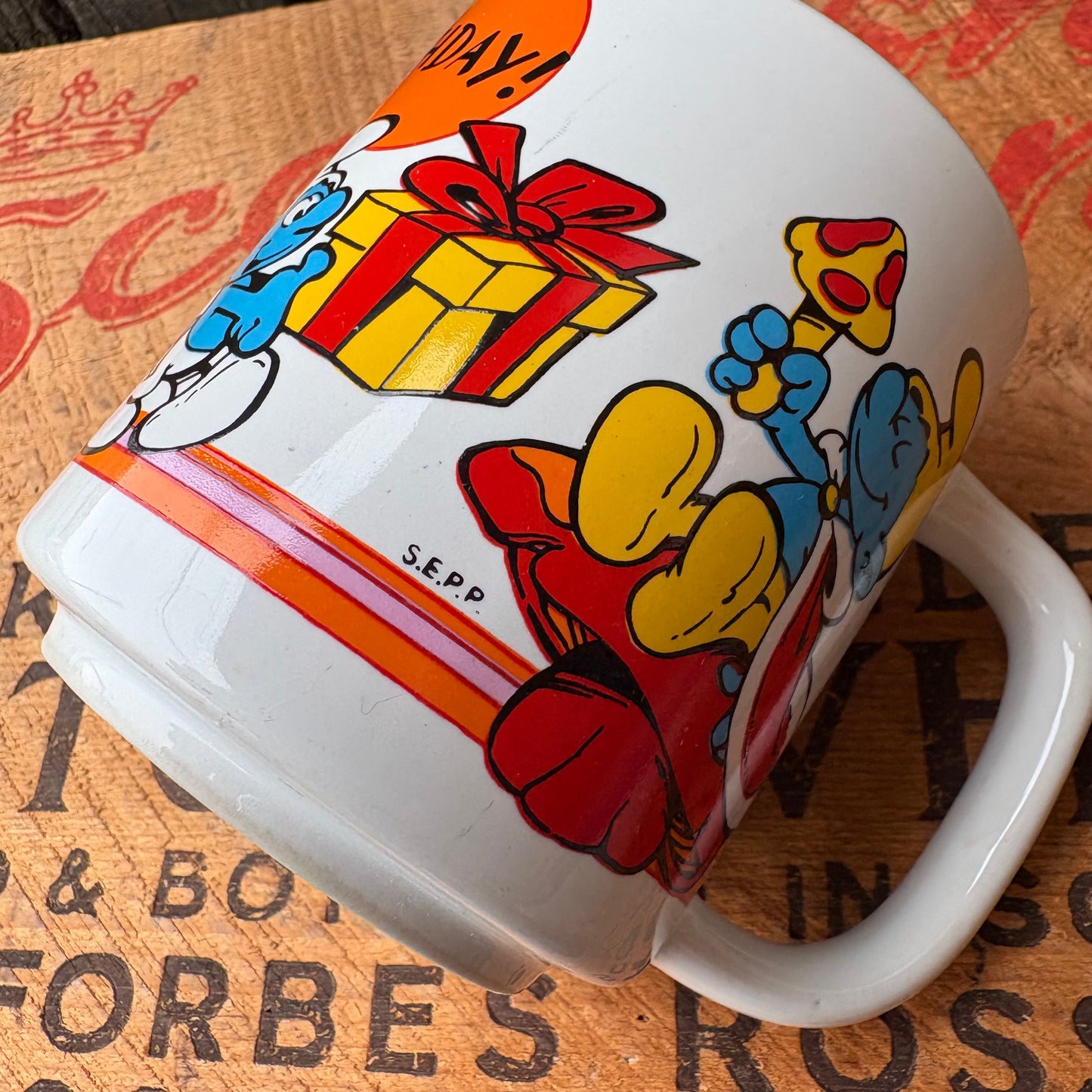 【1980s vintage】Smurfs Happy Birthday Mug