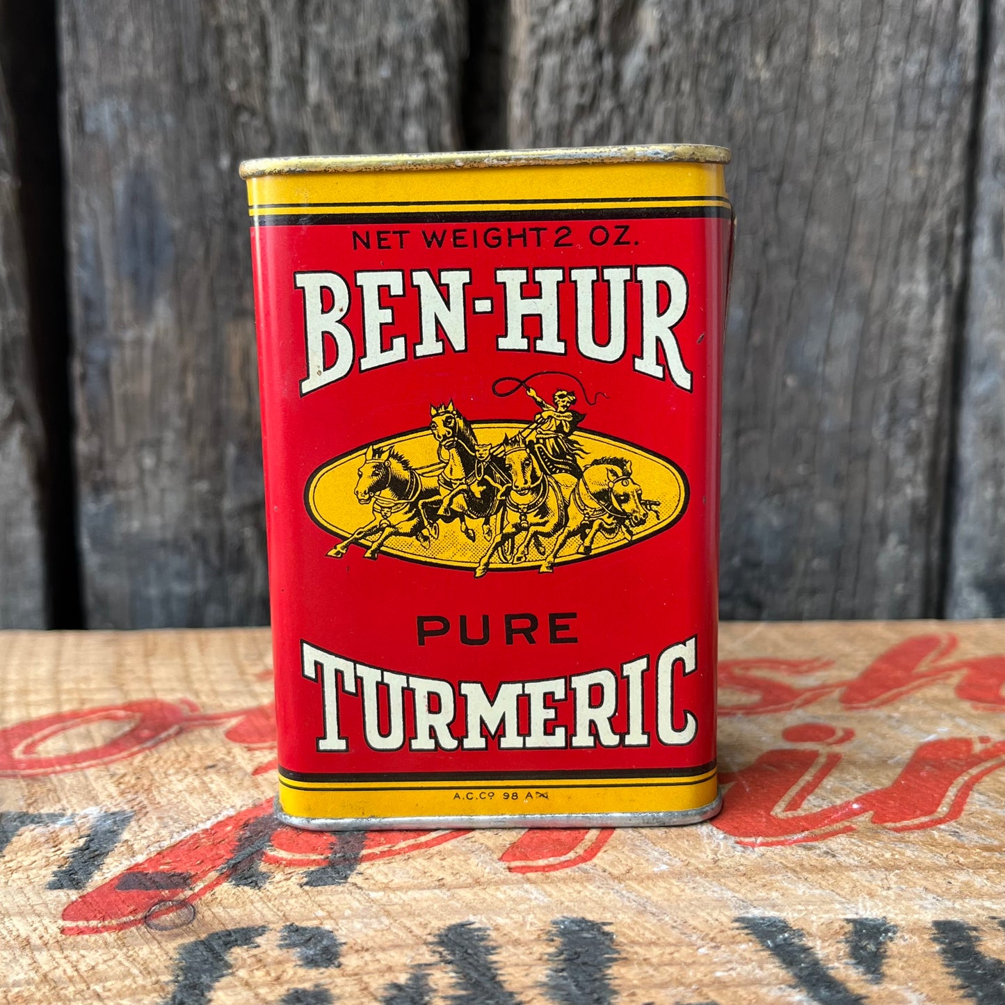 【USA vintage】BEN-HUR Turmeric Tin Can（RED）