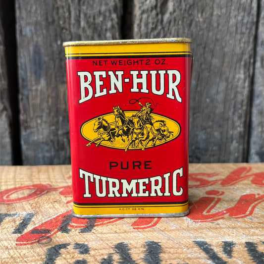 【USA vintage】BEN-HUR Turmeric Tin Can（RED）