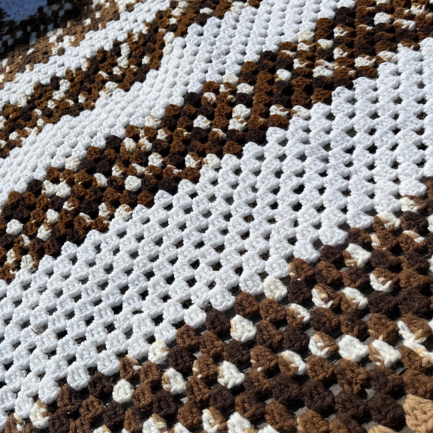 【USA vintage】Granny Blanket Brown × White