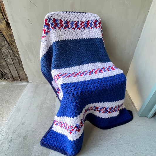 【USA vintage】granny blanket blue & tricolore