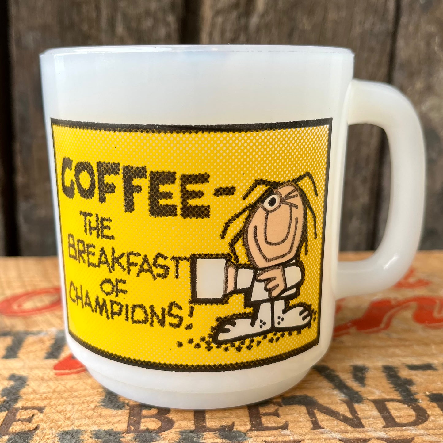 【USA vintage】Glasbake COFFEE - THE BREAKFAST OF CHAMPIONS! Mug Cup
