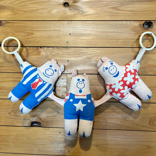 【USA vintage】Johnson & Johnson 3 Piggies Stuffed Plush Baby Toy