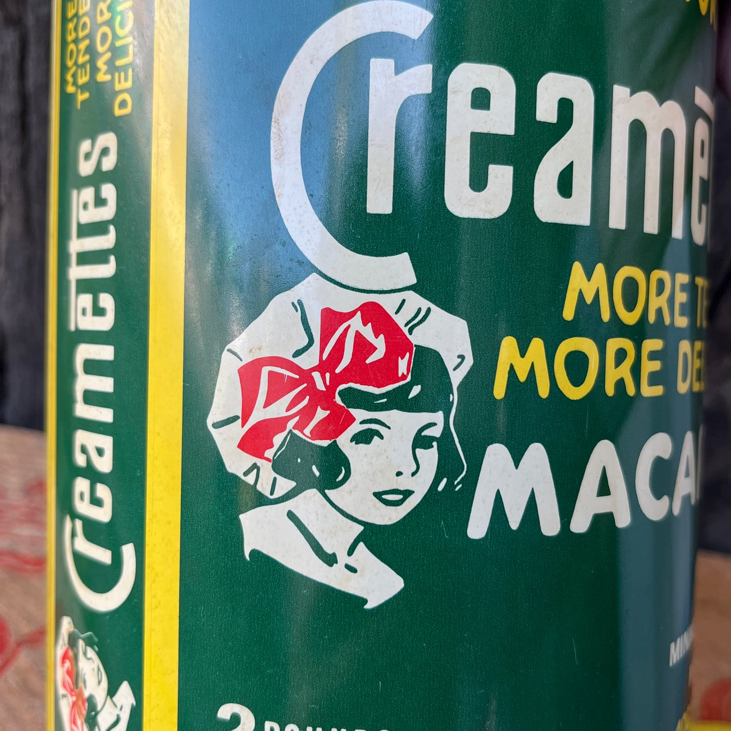 【USA vintage】80s Creamettes Macaroni Tin Can