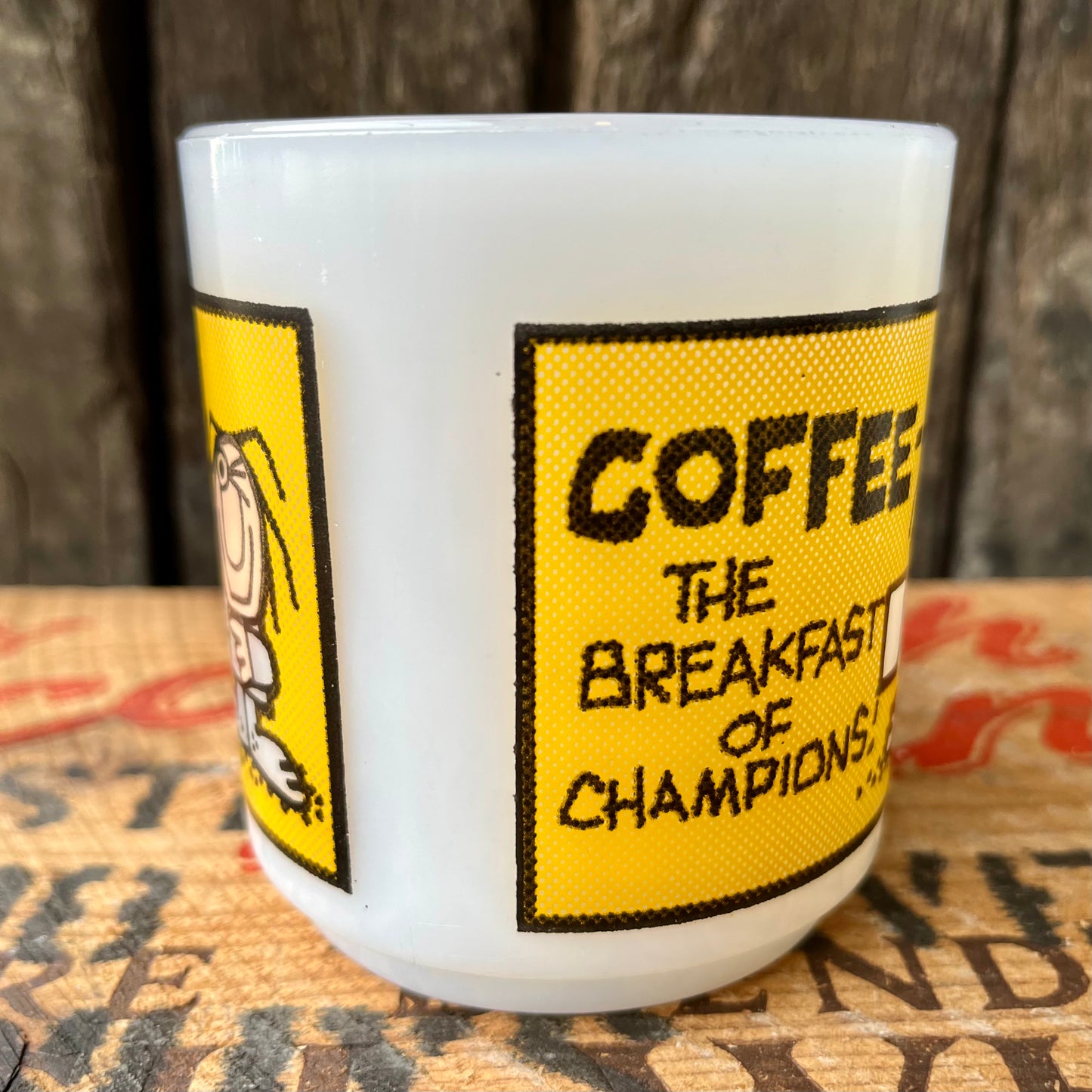 【USA vintage】Glasbake COFFEE - THE BREAKFAST OF CHAMPIONS! Mug Cup