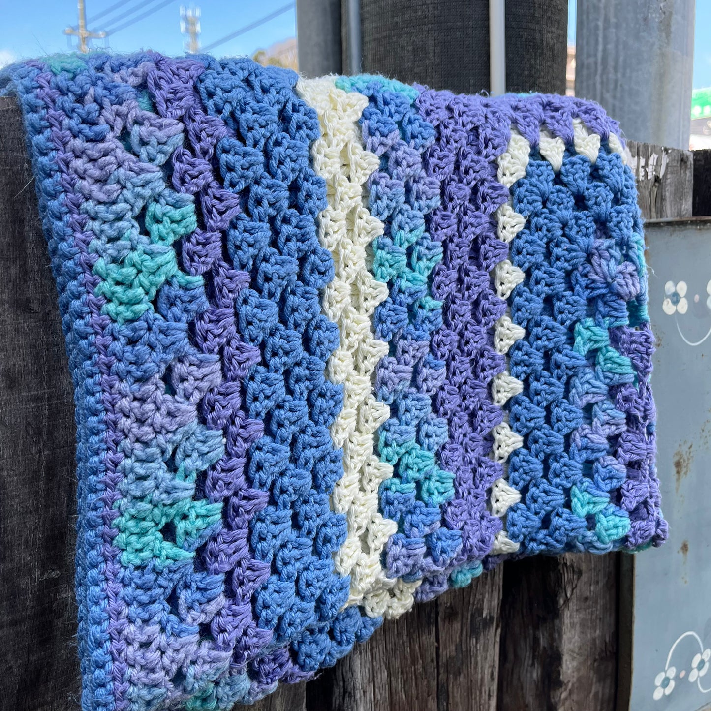 【USA vintage】granny blanket blue × purple