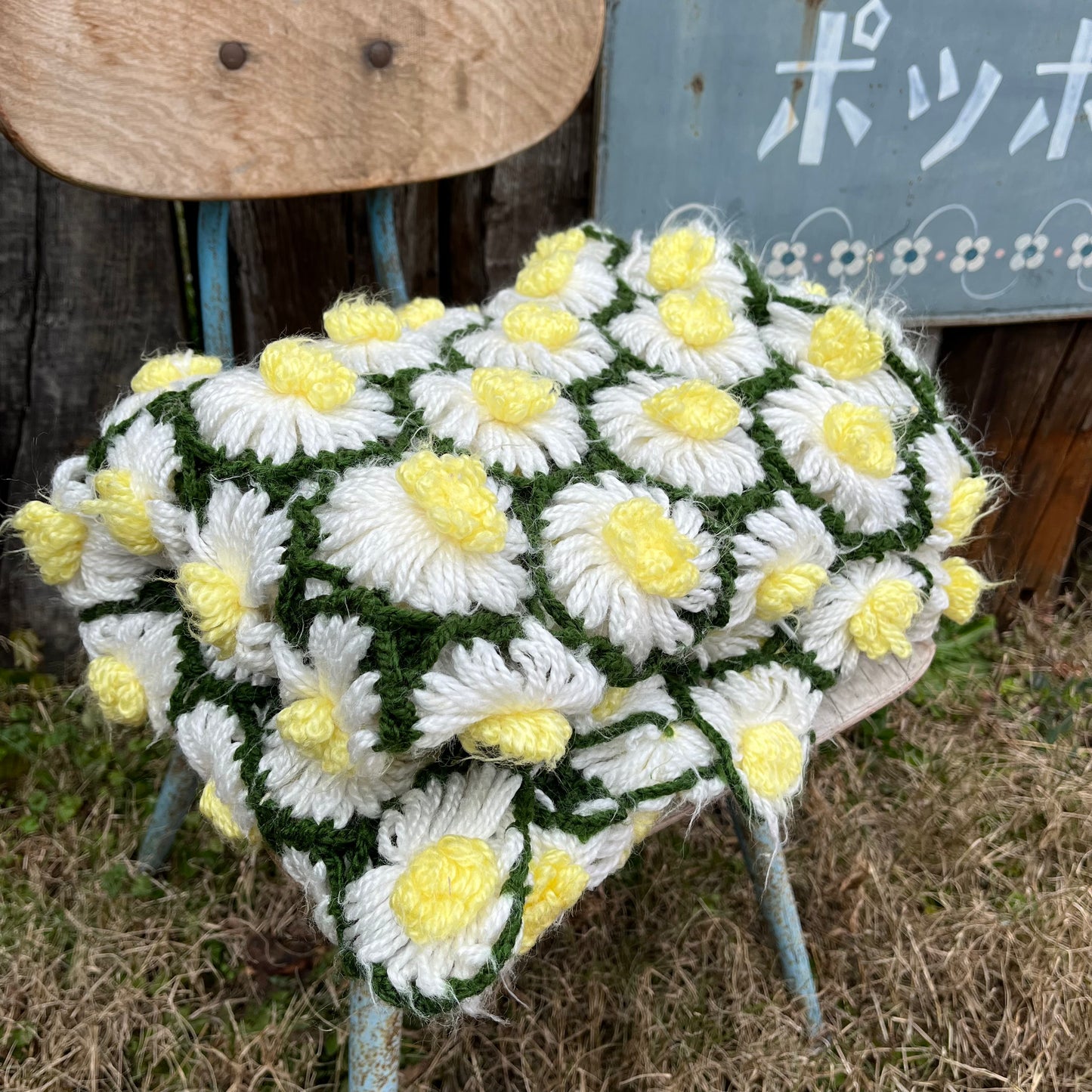 【USA vintage】granny blanket flowers