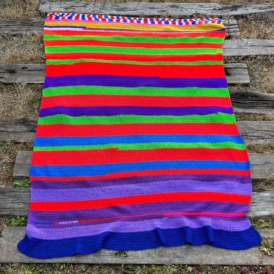 【USA vintage】granny blanket colorful stripe