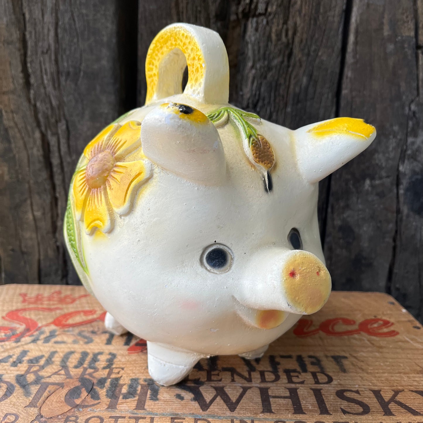 【USA vintage】Piggy Bank Pig & Flower