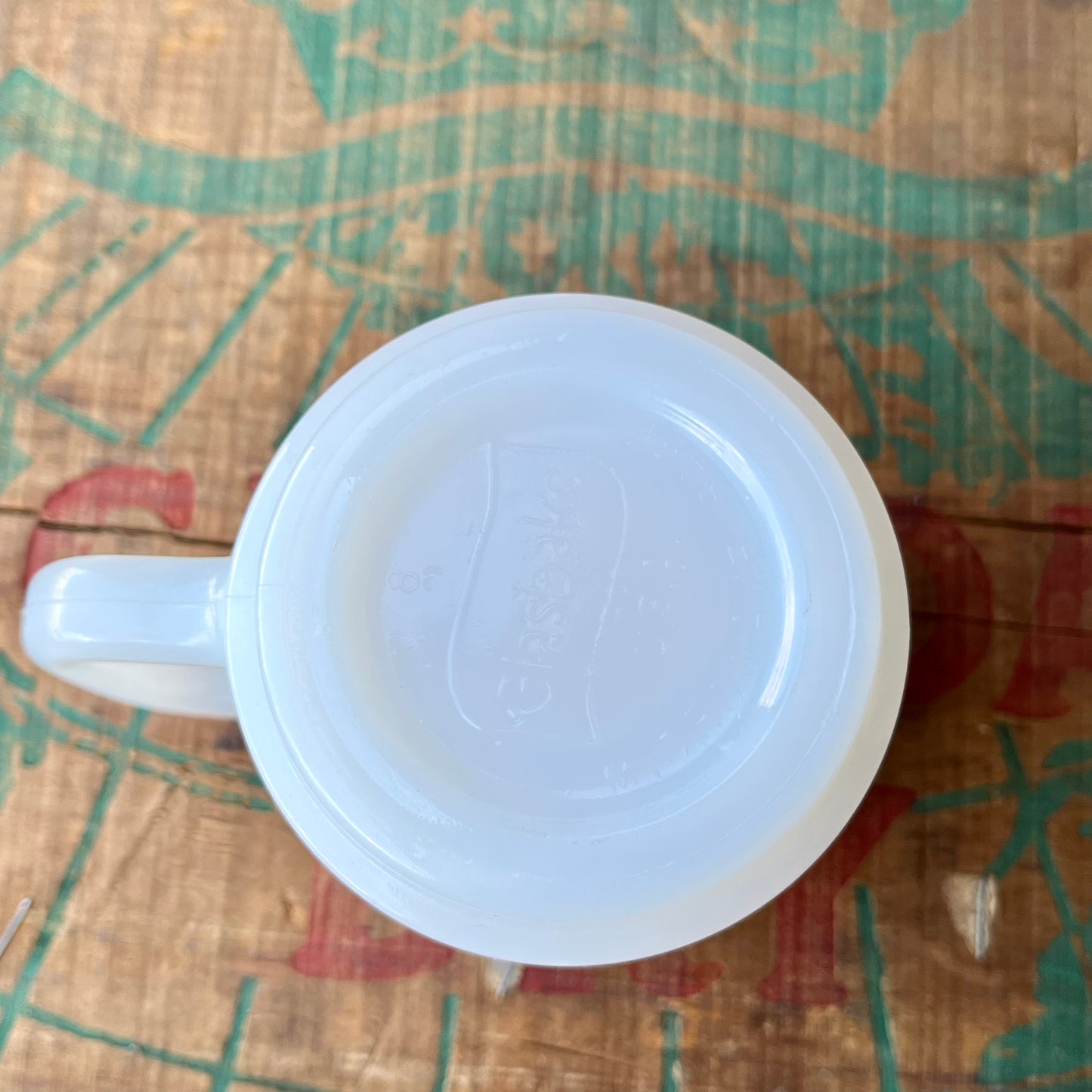 【USA vintage】GLASBAKE Rainbow Stripe Mugcup （yellow ）