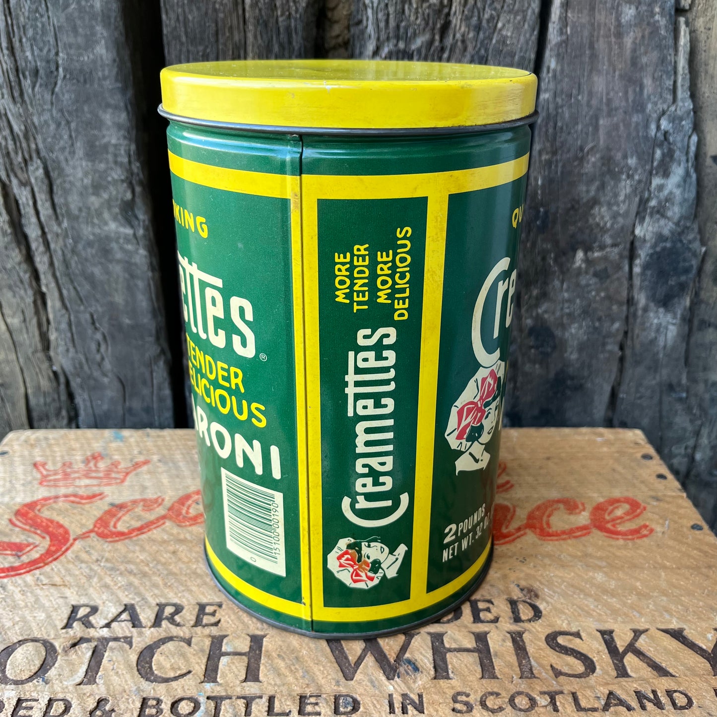 【USA vintage】80s Creamettes Macaroni Tin Can