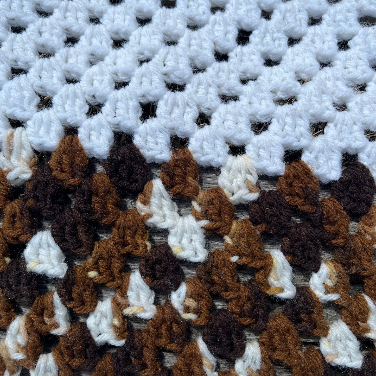 【USA vintage】Granny Blanket Brown × White