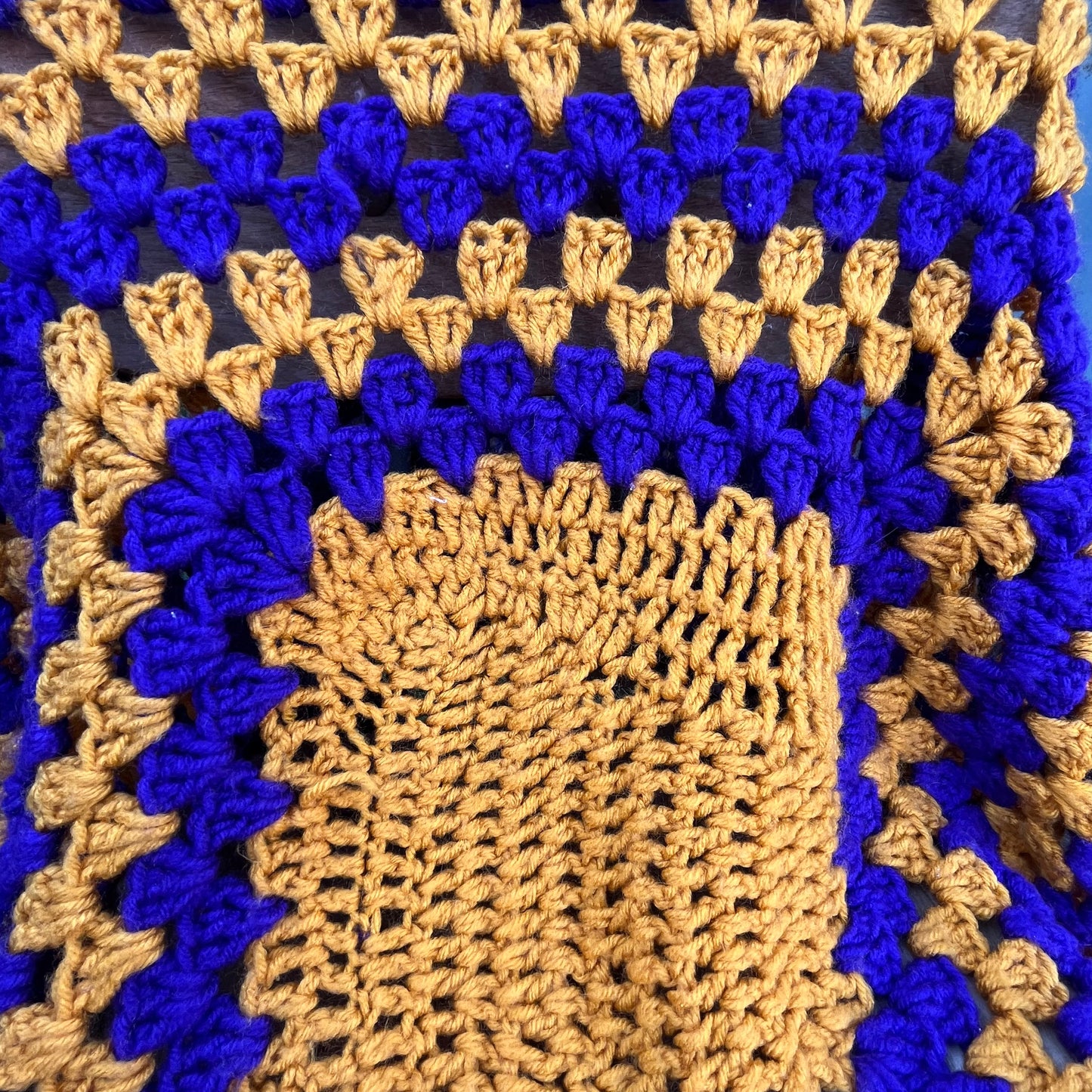 【USA vintage】granny blanket purple ×yellow square