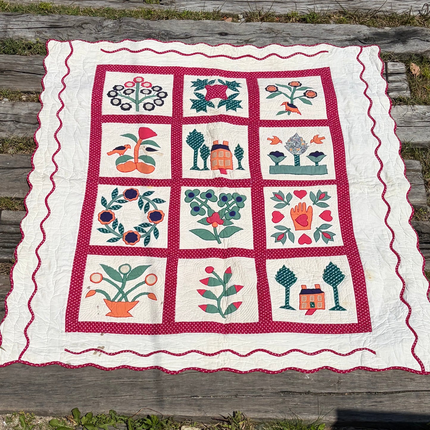 【USA vintage】Handmade Patchwork Quilt Baltimore