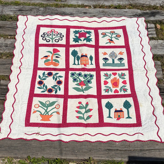 【USA vintage】Handmade Patchwork Quilt Baltimore
