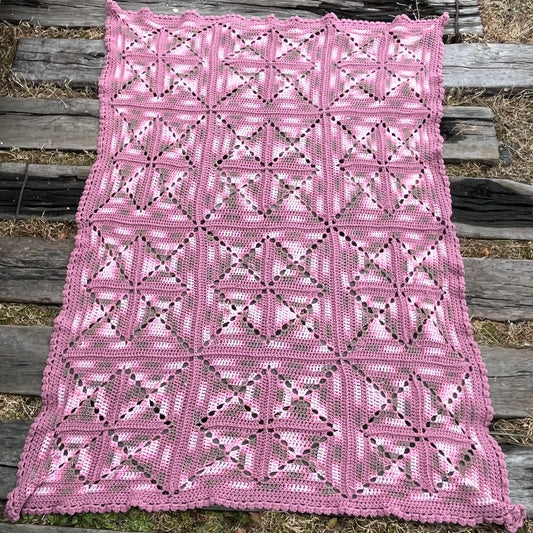 【USA vintage】granny blanket pink × gray