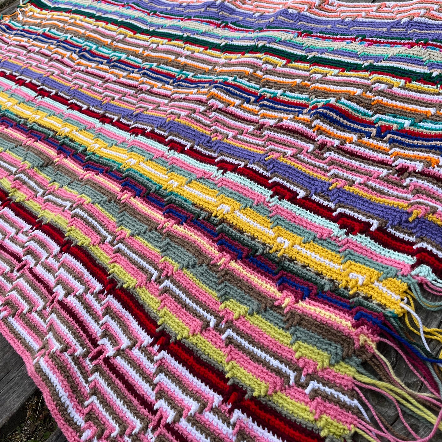 【USA vintage】granny blanket stripe
