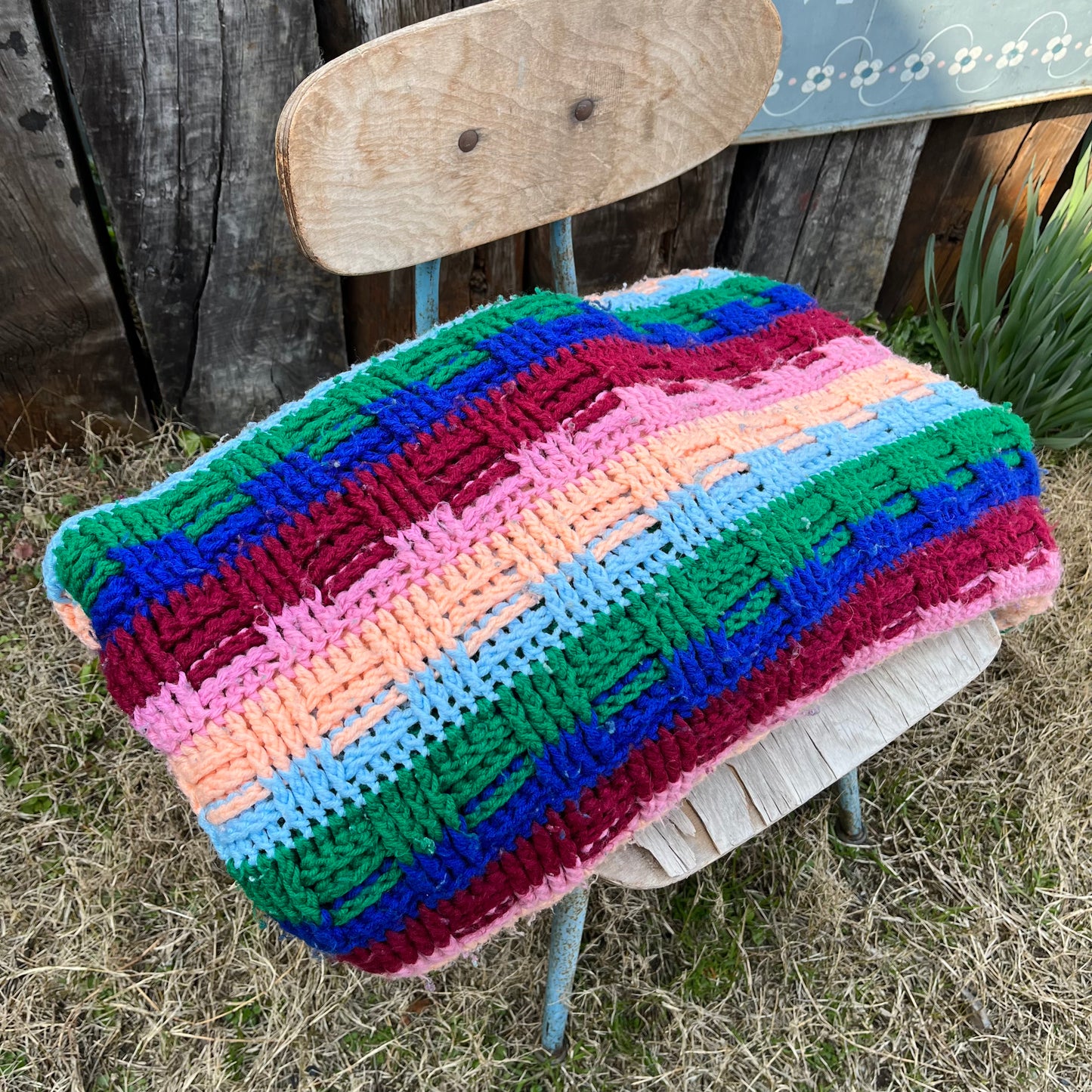 【USA vintage】Granny Blanket colorful stripe