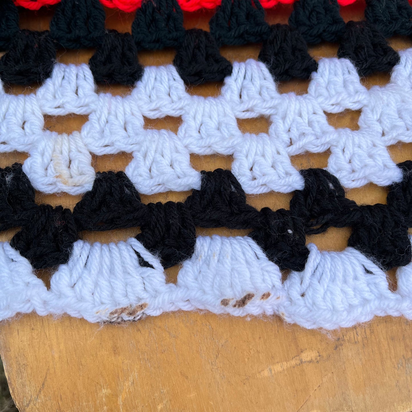 【USA vintage】granny blanket red × black ×white