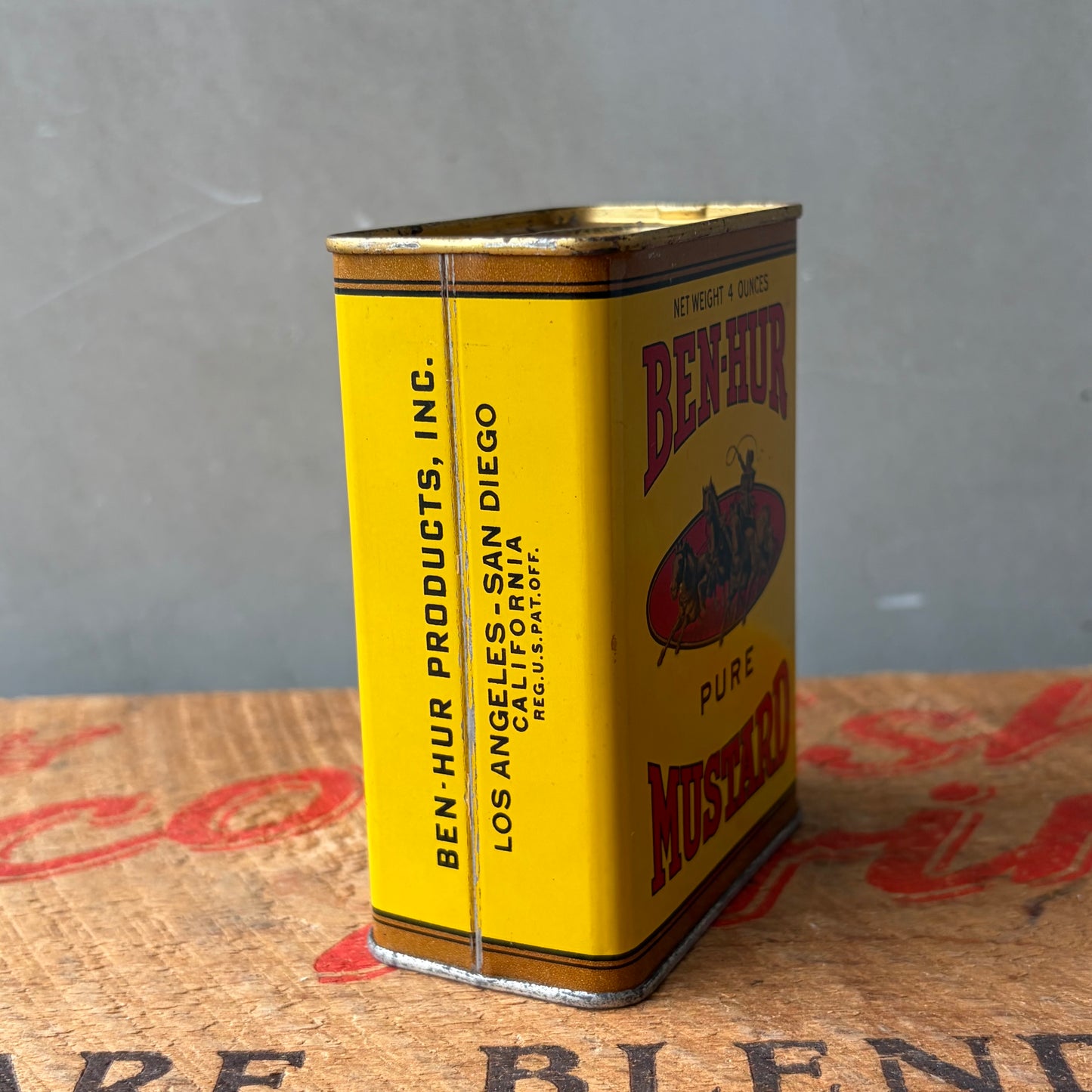 【USA vintage】BEN-HUR Mustard Tin Can