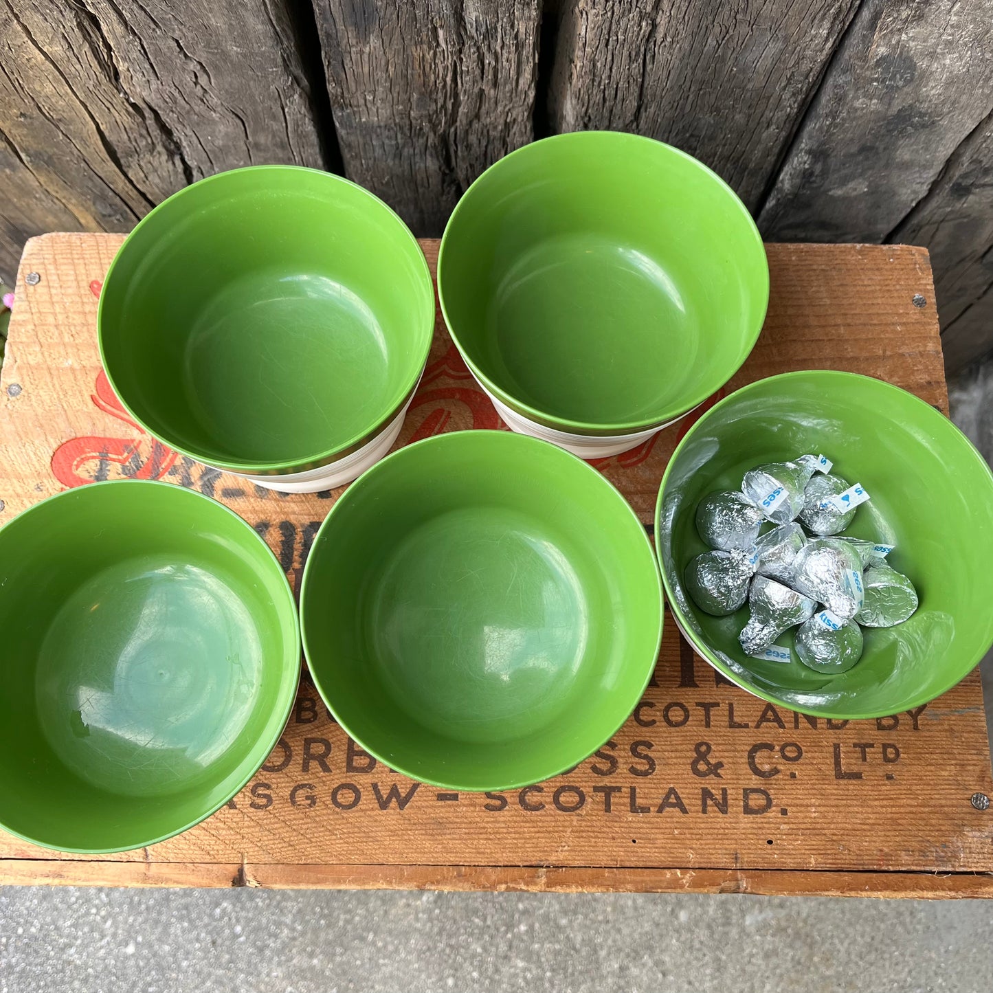 【USA vintage】1960 Raffiaware Dessert Bowl set 5