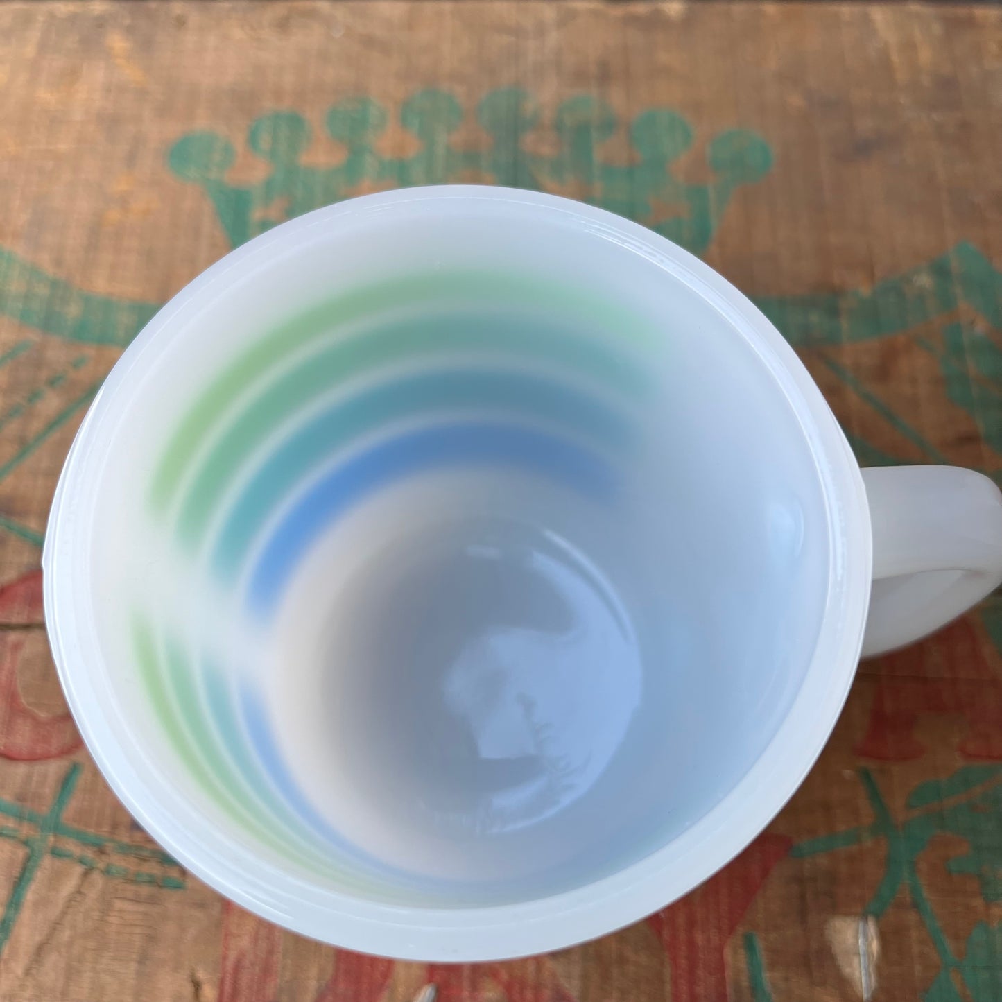 【USA vintage】GLASBAKE Rainbow Stripe Mugcup （blue）