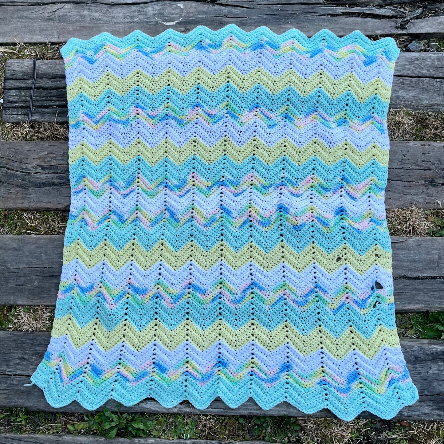 【USA vintage】Granny Blanket Pastel Green