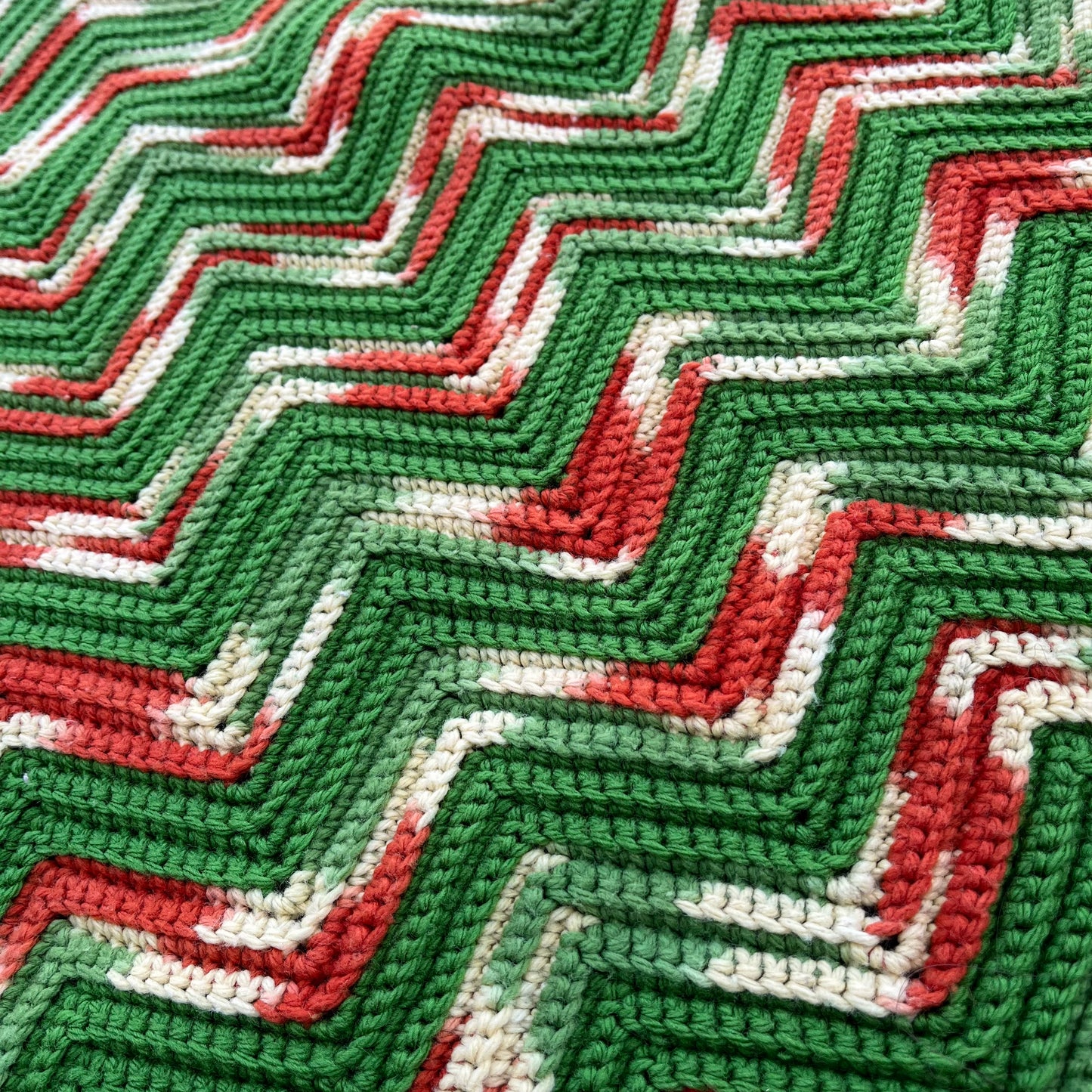 【USA vintage】granny blanket green × orange