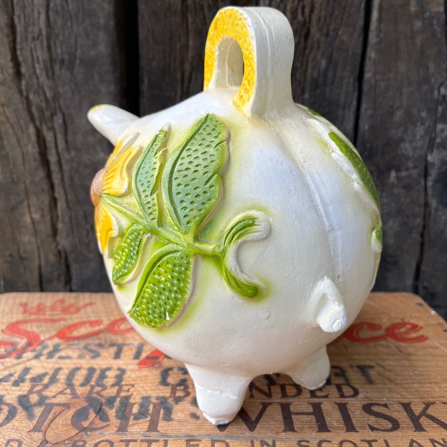 【USA vintage】Piggy Bank Pig & Flower