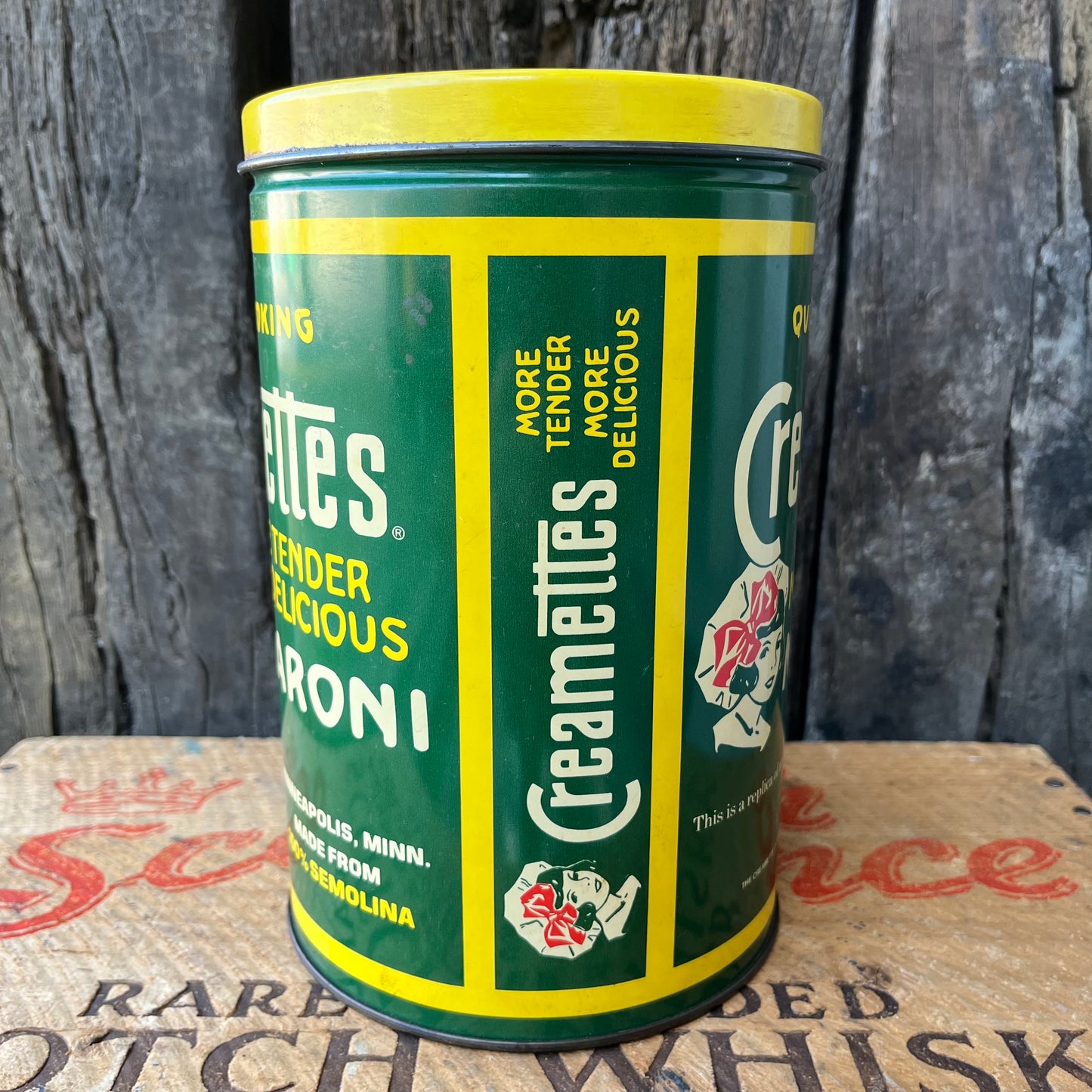 【USA vintage】80s Creamettes Macaroni Tin Can