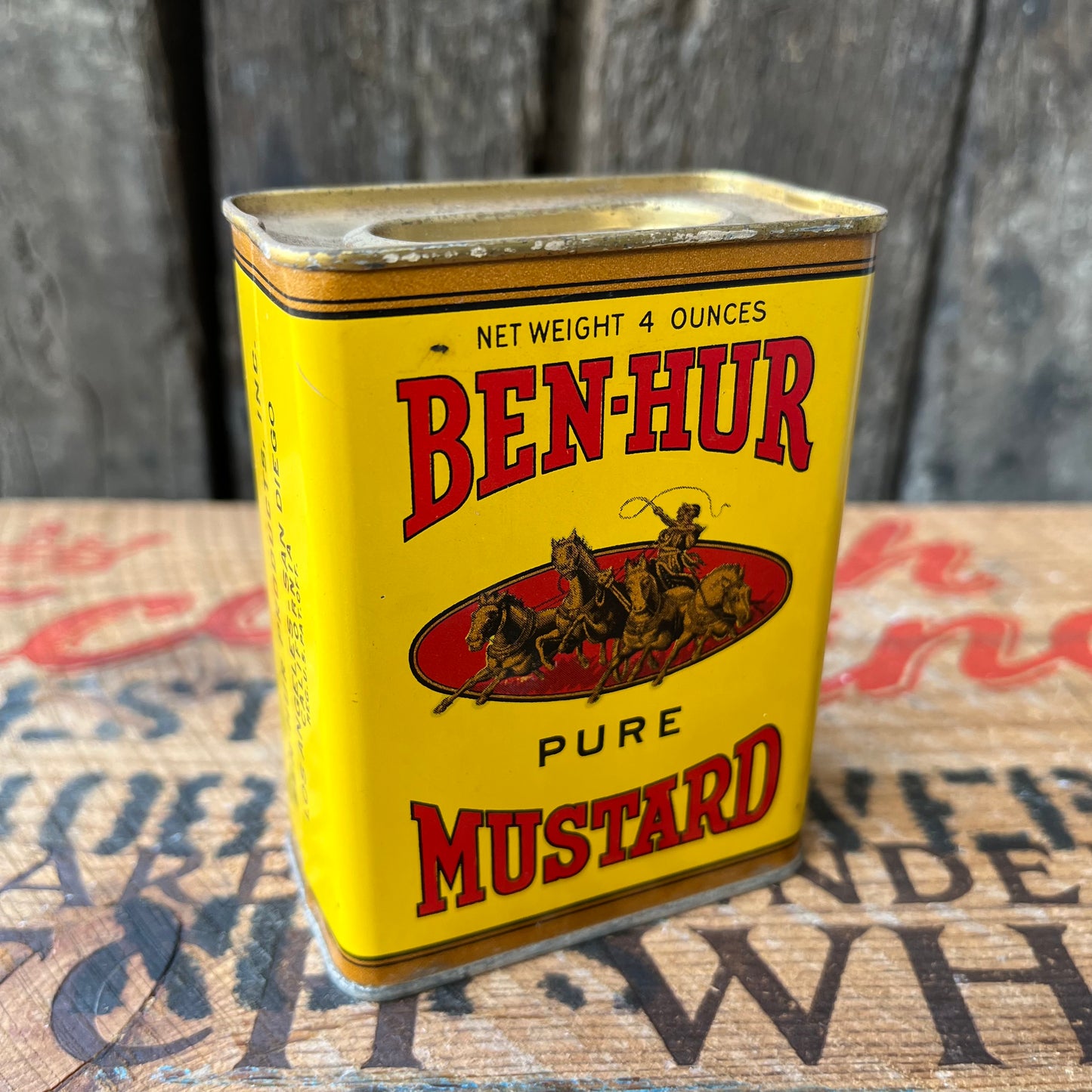 【USA vintage】BEN-HUR Mustard Tin Can（Yellow）